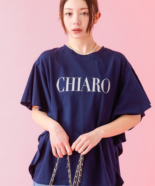 Rouge vif la cle/ルージュ・ヴィフ ラクレ <別注>【MICA&DEAL /マイカアンドディール】ロゴTシャツ / フレアス ネイビー F Rouge vif la cle/ルージュ・ヴィフ ラクレ <別注>【MICA&DEAL /マイカアンドディール】ロゴTシャツ / フレアス ネイビー F