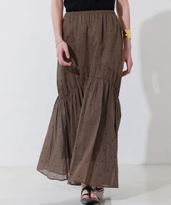 Rouge vif la cle / ルージュ・ヴィフ ラクレ ロング・マキシ丈スカート | 【セットアップ対応】ドット刺繍マキシスカート