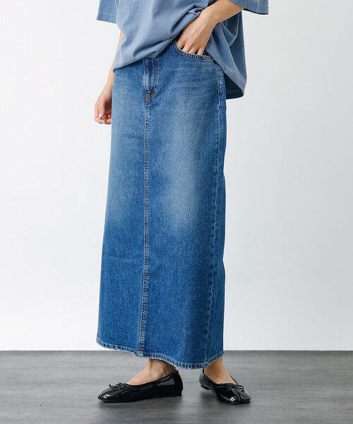 Rouge vif la cle / ルージュ・ヴィフ ラクレ ロング・マキシ丈スカート | 【woadblue /ウォードブルー】I LINE DENIM SKIRT / | 詳細1