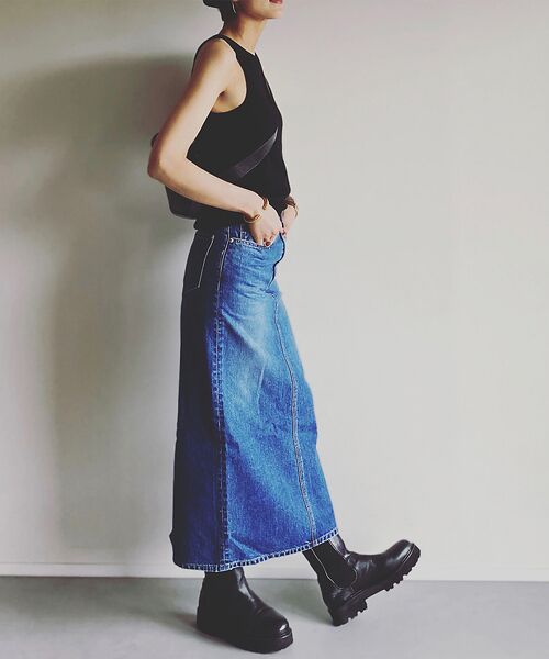 Rouge vif la cle / ルージュ・ヴィフ ラクレ ロング・マキシ丈スカート | 【woadblue /ウォードブルー】I LINE DENIM SKIRT / | 詳細10