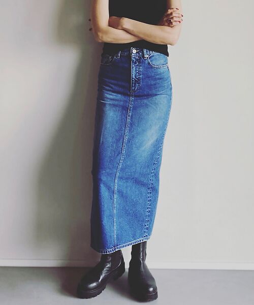 Rouge vif la cle / ルージュ・ヴィフ ラクレ ロング・マキシ丈スカート | 【woadblue /ウォードブルー】I LINE DENIM SKIRT / | 詳細15