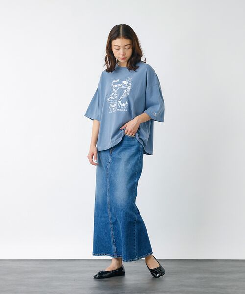 Rouge vif la cle / ルージュ・ヴィフ ラクレ ロング・マキシ丈スカート | 【woadblue /ウォードブルー】I LINE DENIM SKIRT / | 詳細4