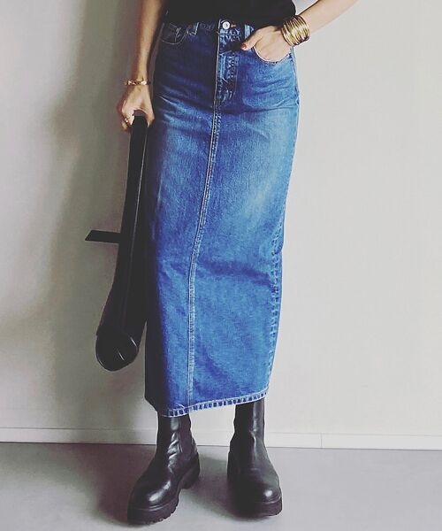 Rouge vif la cle / ルージュ・ヴィフ ラクレ ロング・マキシ丈スカート | 【woadblue /ウォードブルー】I LINE DENIM SKIRT / | 詳細9