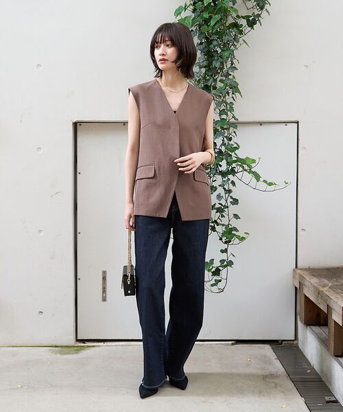Rouge vif la cle リネンギンガムスカート （ネイビー） ストレッチサッカープリントスカート｜Rouge vif la cle