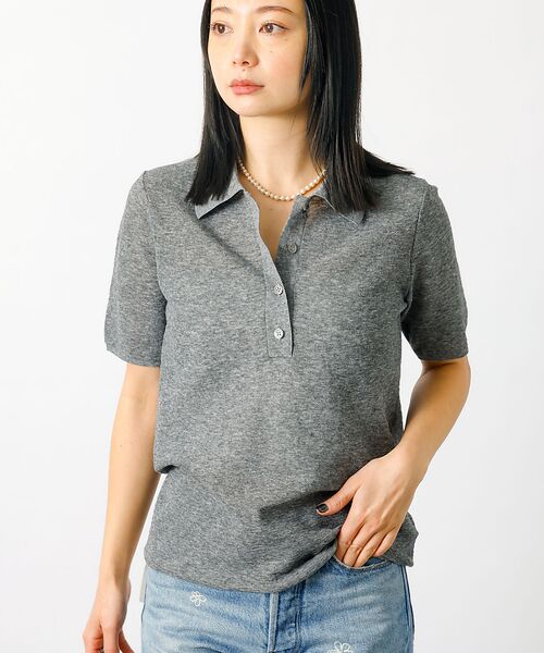 Rouge vif la cle/ルージュ・ヴィフ ラクレ 【MICA&DEAL/マイカアンドディール】sheer knit polo sh グレー F Rouge vif la cle/ルージュ・ヴィフ ラクレ 【MICA&DEAL/マイカアンドディール】sheer knit polo sh グレー F