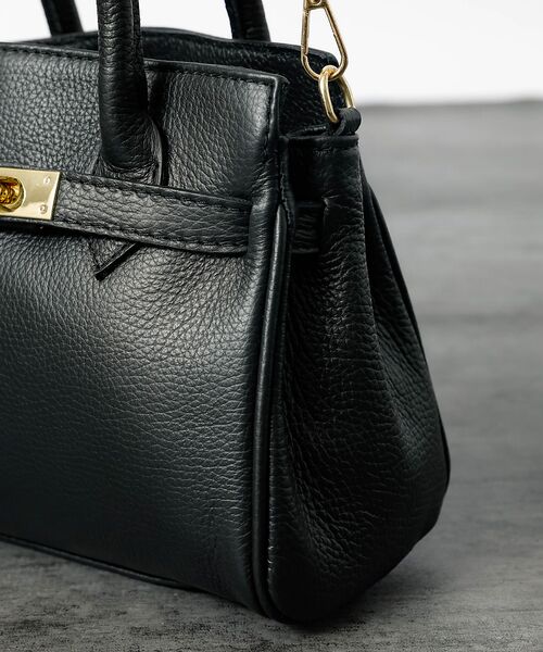 AULENTTI ブラックレザー ハンドバッグ MADE IN ITALY】オウレンティ AULENTTI レザー2wayハンドバッグ