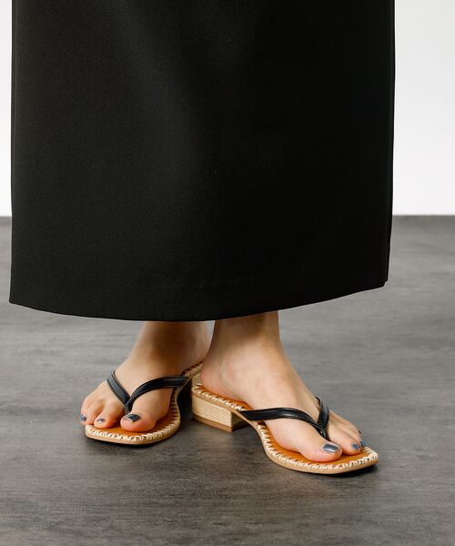 Rouge vif la cle / ルージュ・ヴィフ ラクレ サンダル | 【PAOLO BOVE / パオロ ボーヴ】ヒール トングサンダル / ラフィア | 詳細2