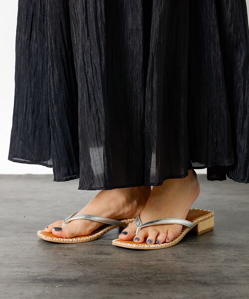 Rouge vif la cle / ルージュ・ヴィフ ラクレ サンダル | 【PAOLO BOVE / パオロ ボーヴ】ヒール トングサンダル / ラフィア | 詳細16