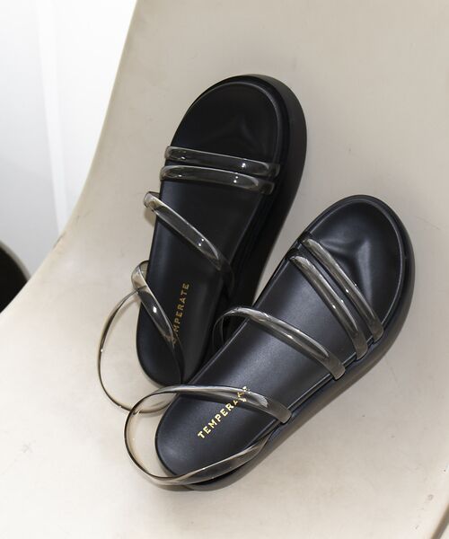 Rouge vif la cle/ルージュ・ヴィフ ラクレ 【TEMPERATE / テンパレイト】プラットフォームサンダル / クリア【W ブラック 40 Rouge vif la cle/ルージュ・ヴィフ ラクレ 【TEMPERATE / テンパレイト】プラットフォームサンダル / クリア【W ブラック 40