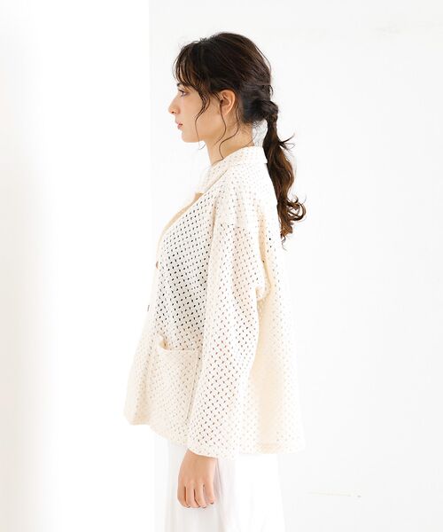 Rouge vif la cle / ルージュ・ヴィフ ラクレ シャツ・ブラウス | 【Le Melange/ル・メランジュ】ラッセル編 シアーシャツ / レースシャ | 詳細3