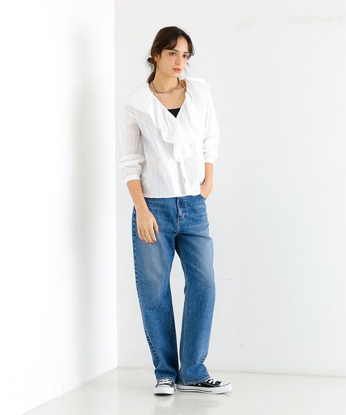 Rouge vif la cle / ルージュ・ヴィフ ラクレ シャツ・ブラウス | 【Le Melange/ル・メランジュ】ラッフルリネンブラウス / 無地 / ス | 詳細1