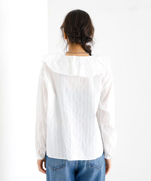 Rouge vif la cle / ルージュ・ヴィフ ラクレ シャツ・ブラウス | 【Le Melange/ル・メランジュ】ラッフルリネンブラウス / 無地 / ス | 詳細6