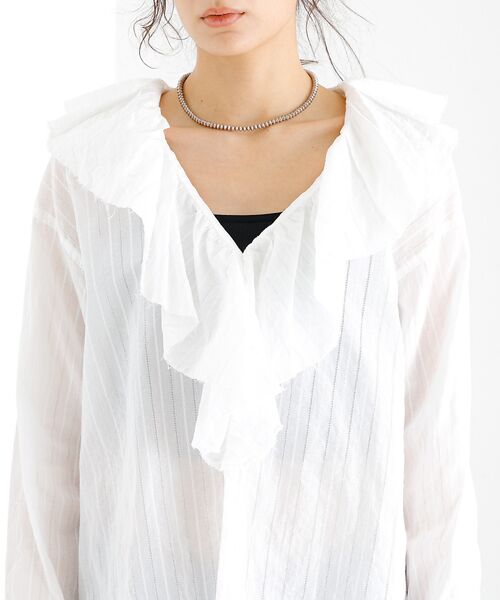 Rouge vif la cle / ルージュ・ヴィフ ラクレ シャツ・ブラウス | 【Le Melange/ル・メランジュ】ラッフルリネンブラウス / 無地 / ス | 詳細7