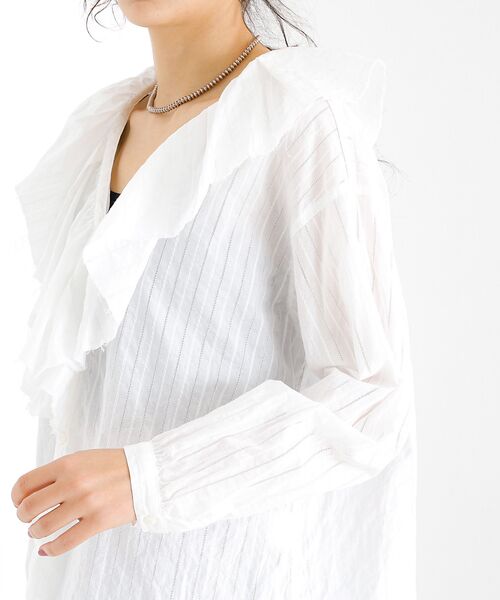 Rouge vif la cle / ルージュ・ヴィフ ラクレ シャツ・ブラウス | 【Le Melange/ル・メランジュ】ラッフルリネンブラウス / 無地 / ス | 詳細8
