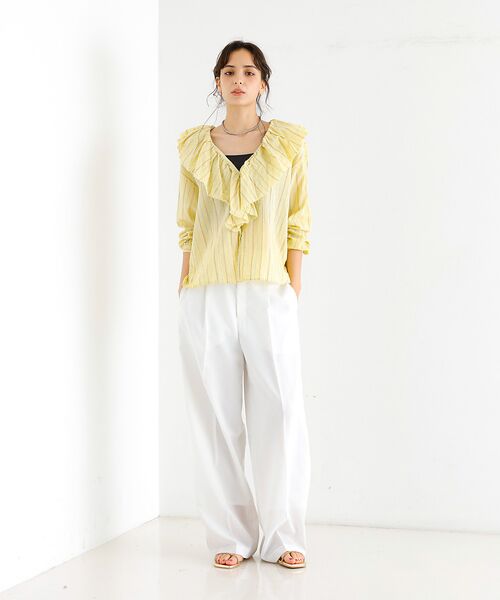Rouge vif la cle / ルージュ・ヴィフ ラクレ シャツ・ブラウス | 【Le Melange/ル・メランジュ】ラッフルリネンブラウス / 無地 / ス | 詳細14