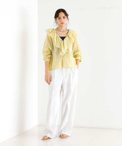 Rouge vif la cle / ルージュ・ヴィフ ラクレ シャツ・ブラウス | 【Le Melange/ル・メランジュ】ラッフルリネンブラウス / 無地 / ス | 詳細15