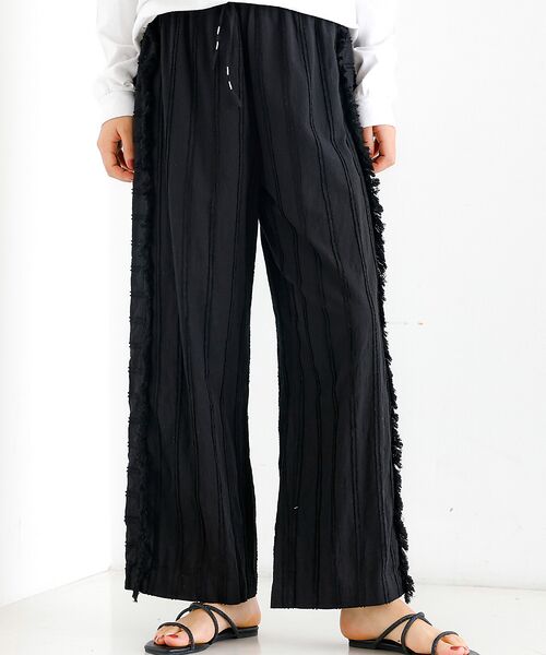 Rouge vif la cle / ルージュ・ヴィフ ラクレ パンツ | 【Le Melange/ル・メランジュ】カットドビー イージーパンツ / フリン（ブラック）