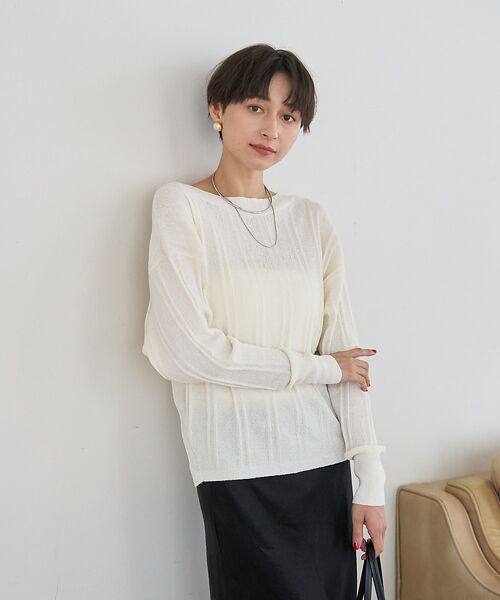 Rouge vif la cle / ルージュ・ヴィフ ラクレ ニット・セーター | 変形ストライプ前後2WAYニット / カーディガン | 詳細14