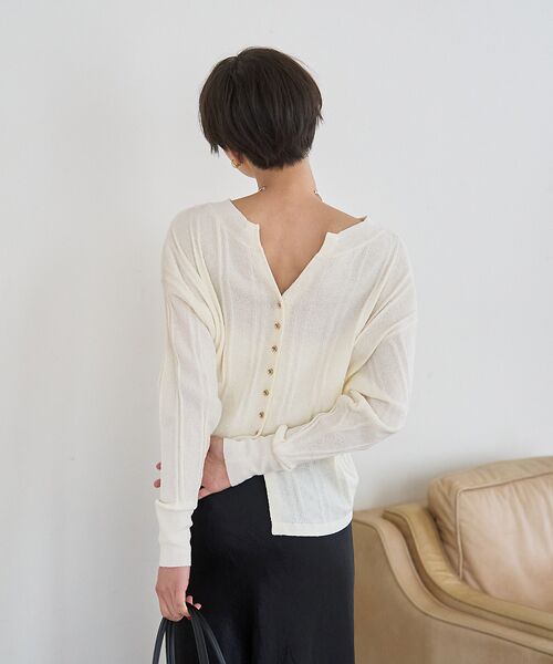 Rouge vif la cle / ルージュ・ヴィフ ラクレ ニット・セーター | 変形ストライプ前後2WAYニット / カーディガン | 詳細15