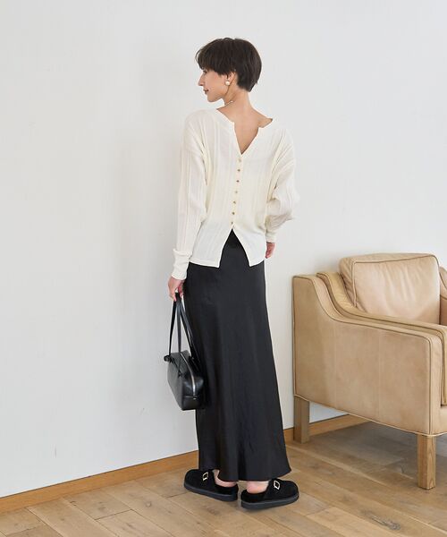 Rouge vif la cle / ルージュ・ヴィフ ラクレ ニット・セーター | 変形ストライプ前後2WAYニット / カーディガン | 詳細17