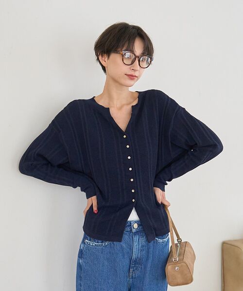 Rouge vif la cle / ルージュ・ヴィフ ラクレ ニット・セーター | 変形ストライプ前後2WAYニット / カーディガン | 詳細23