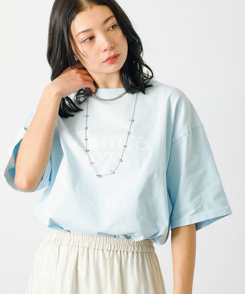 Rouge vif la cle/ルージュ・ヴィフ ラクレ 【REMI RELIEF / レミレリーフ】ロゴTシャツ / SP加工14/天竺 サックスブルー F Rouge vif la cle/ルージュ・ヴィフ ラクレ 【REMI RELIEF / レミレリーフ】ロゴTシャツ / SP加工14/天竺 サックスブルー F