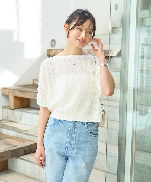 Rouge vif la cle / ルージュ・ヴィフ ラクレ ニット・セーター | シアーフリンジニット フレンチプルオーバー | 詳細2