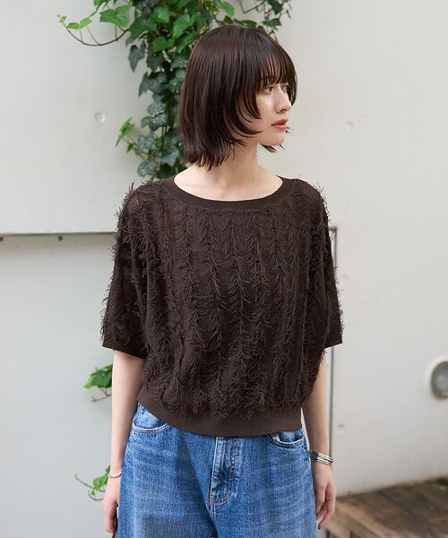 Rouge vif la cle / ルージュ・ヴィフ ラクレ ニット・セーター | シアーフリンジニット フレンチプルオーバー | 詳細3