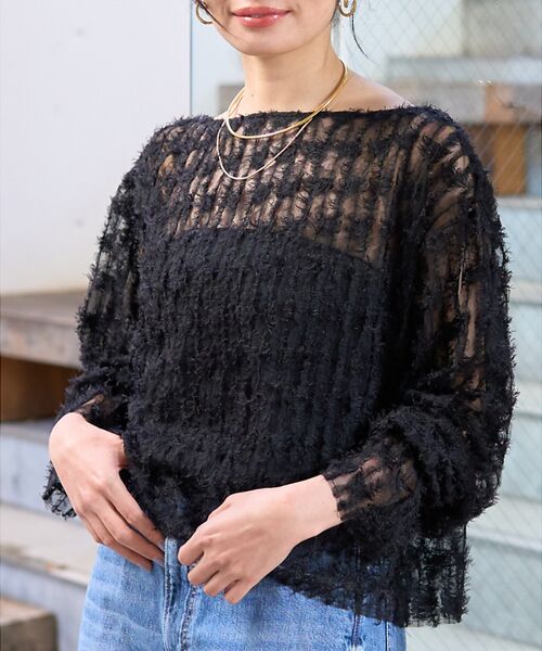 Rouge vif la cle/ルージュ・ヴィフ ラクレ 【一部店舗限定】フェザーチュールブラウス ブラック F Rouge vif la cle/ルージュ・ヴィフ ラクレ 【一部店舗限定】フェザーチュールブラウス ブラック F