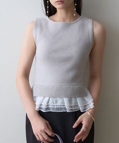 Rouge vif la cle / ルージュ・ヴィフ ラクレ ニット・セーター | 【一部店舗限定】チュールコンビノースリーブプルオーバー