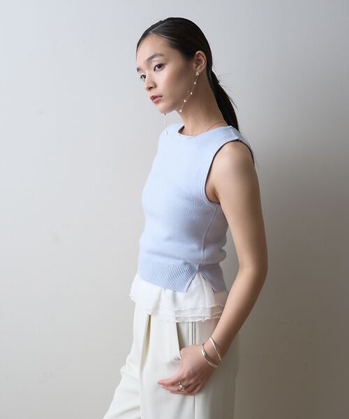 Rouge vif la cle / ルージュ・ヴィフ ラクレ ニット・セーター | 【一部店舗限定】チュールコンビノースリーブプルオーバー | 詳細1