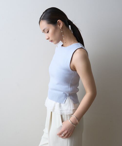 Rouge vif la cle / ルージュ・ヴィフ ラクレ ニット・セーター | 【一部店舗限定】チュールコンビノースリーブプルオーバー | 詳細2