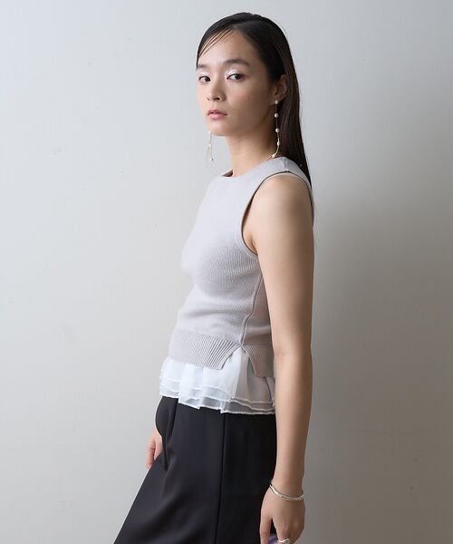 Rouge vif la cle / ルージュ・ヴィフ ラクレ ニット・セーター | 【一部店舗限定】チュールコンビノースリーブプルオーバー | 詳細7