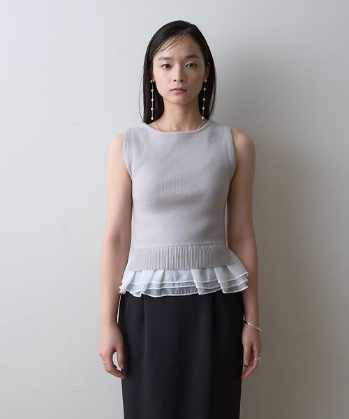 Rouge vif la cle / ルージュ・ヴィフ ラクレ ニット・セーター | 【一部店舗限定】チュールコンビノースリーブプルオーバー | 詳細18