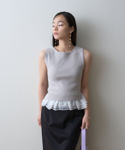 Rouge vif la cle / ルージュ・ヴィフ ラクレ ニット・セーター | 【一部店舗限定】チュールコンビノースリーブプルオーバー | 詳細8