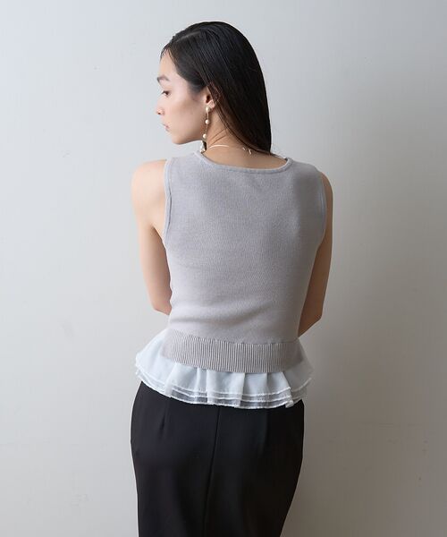 Rouge vif la cle / ルージュ・ヴィフ ラクレ ニット・セーター | 【一部店舗限定】チュールコンビノースリーブプルオーバー | 詳細9