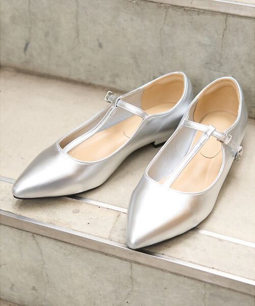 Rouge vif la cle/ルージュ・ヴィフ ラクレ 【一部店舗限定】Tストラップパンプス シルバー 24 Rouge vif la cle/ルージュ・ヴィフ ラクレ 【一部店舗限定】Tストラップパンプス シルバー 24