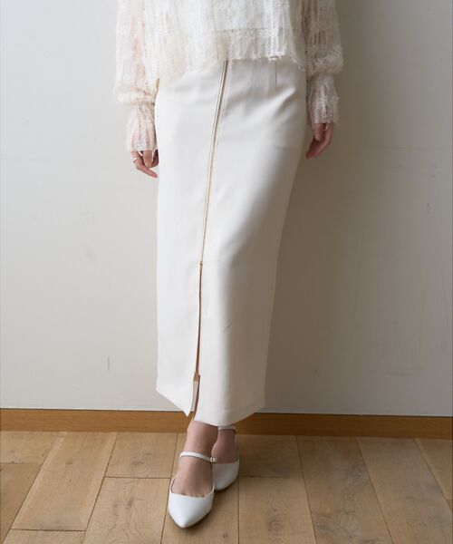Rouge vif la cle/ルージュ・ヴィフ ラクレ 【一部店舗限定】フロントZIPストレッチハイウエストスカート アイボリー 38 Rouge vif la cle/ルージュ・ヴィフ ラクレ 【一部店舗限定】フロントZIPストレッチハイウエストスカート アイボリー 38