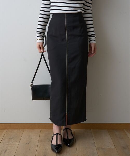 Rouge vif la cle/ルージュ・ヴィフ ラクレ 【一部店舗限定】フロントZIPストレッチハイウエストスカート ブラック 38 Rouge vif la cle/ルージュ・ヴィフ ラクレ 【一部店舗限定】フロントZIPストレッチハイウエストスカート ブラック 38