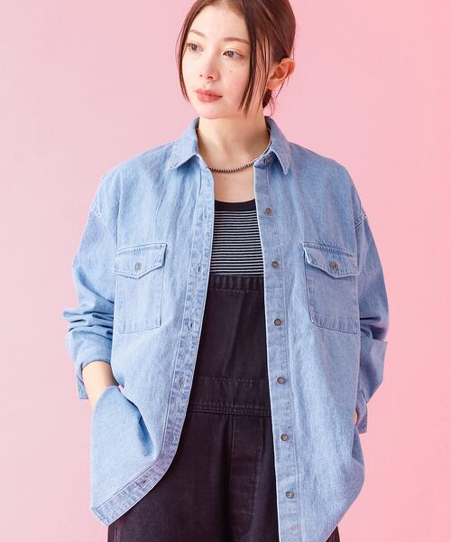 Rouge vif la cle/ルージュ・ヴィフ ラクレ 【MICA&DEAL /マイカアンドディール】ライトオンスデニムシャツ【WEB限 サックスブルー F Rouge vif la cle/ルージュ・ヴィフ ラクレ 【MICA&DEAL /マイカアンドディール】ライトオンスデニムシャツ【WEB限 サックスブルー F