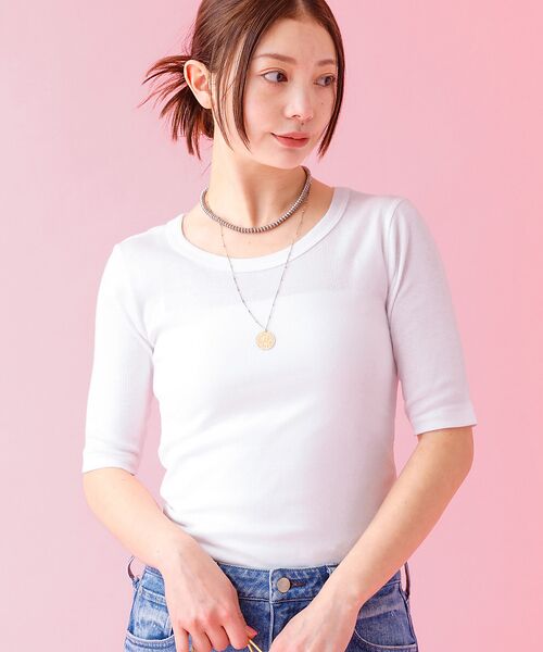 Rouge vif la cle/ルージュ・ヴィフ ラクレ 【Robert P Miller ロバート・ピー・ミラー】パネルリブTシャツ ホワイト F Rouge vif la cle/ルージュ・ヴィフ ラクレ 【Robert P Miller ロバート・ピー・ミラー】パネルリブTシャツ ホワイト F