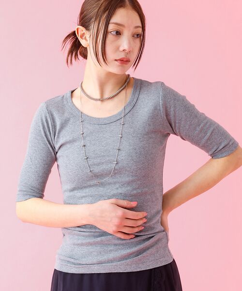 Rouge vif la cle/ルージュ・ヴィフ ラクレ 【Robert P Miller ロバート・ピー・ミラー】パネルリブTシャツ グレー F Rouge vif la cle/ルージュ・ヴィフ ラクレ 【Robert P Miller ロバート・ピー・ミラー】パネルリブTシャツ グレー F