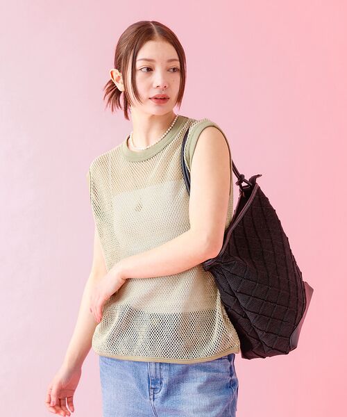 Rouge vif la cle / ルージュ・ヴィフ ラクレ Tシャツ | 【JOHNBULL/ジョンブル】メッシュノースリーブトップス / タンクトップ | 詳細15