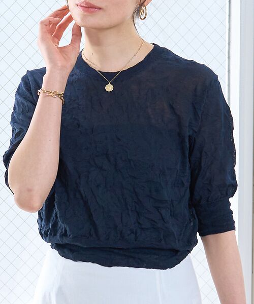 Rouge vif la cle/ルージュ・ヴィフ ラクレ キャッチワッシャーニットプルオーバー ネイビー F Rouge vif la cle/ルージュ・ヴィフ ラクレ キャッチワッシャーニットプルオーバー ネイビー F