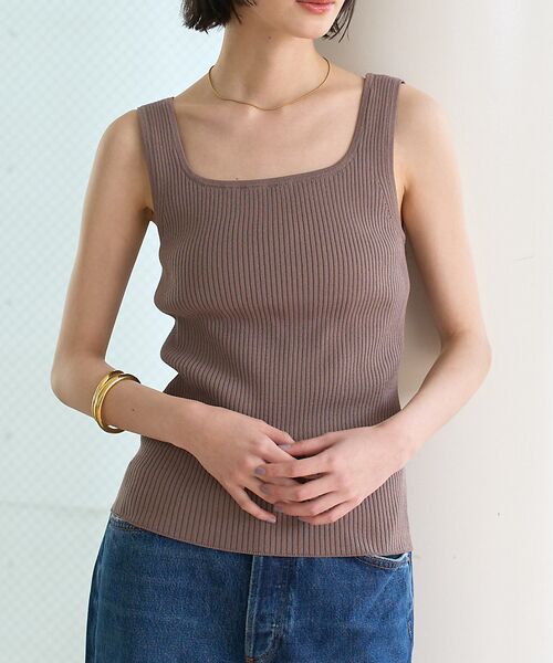 Rouge vif la cle/ルージュ・ヴィフ ラクレ スクエアネックリブタンクトップ ベージュ F Rouge vif la cle/ルージュ・ヴィフ ラクレ スクエアネックリブタンクトップ ベージュ F