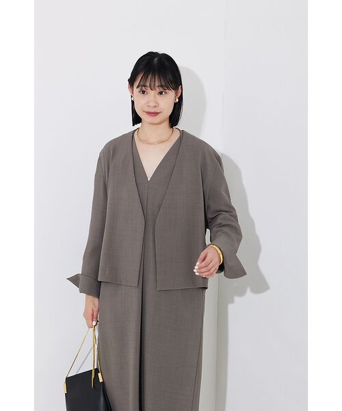 Rouge vif la cle / ルージュ・ヴィフ ラクレ ノーカラージャケット | 【セットアップ対応】ベルトノーカラーライトジャケット | 詳細10