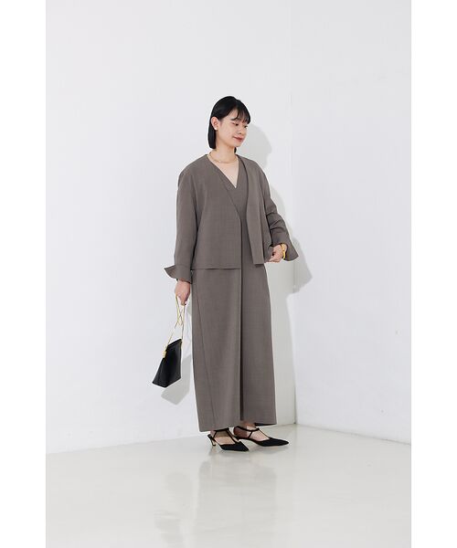 Rouge vif la cle / ルージュ・ヴィフ ラクレ ノーカラージャケット | 【セットアップ対応】ベルトノーカラーライトジャケット | 詳細11