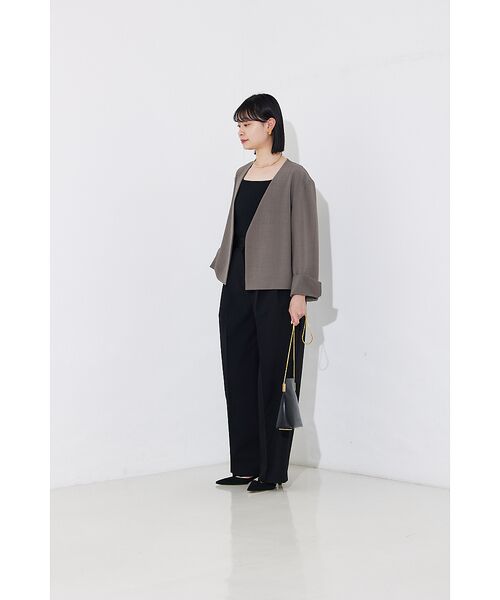 Rouge vif la cle / ルージュ・ヴィフ ラクレ ノーカラージャケット | 【セットアップ対応】ベルトノーカラーライトジャケット | 詳細13