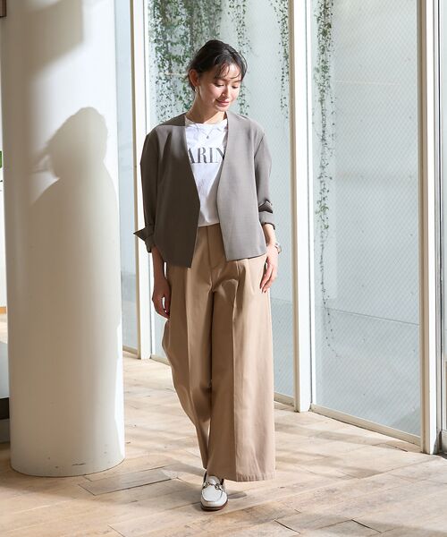 Rouge vif la cle / ルージュ・ヴィフ ラクレ ノーカラージャケット | 【セットアップ対応】ベルトノーカラーライトジャケット | 詳細6