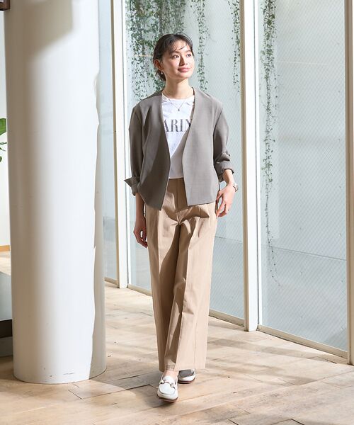 Rouge vif la cle / ルージュ・ヴィフ ラクレ ノーカラージャケット | 【セットアップ対応】ベルトノーカラーライトジャケット | 詳細7